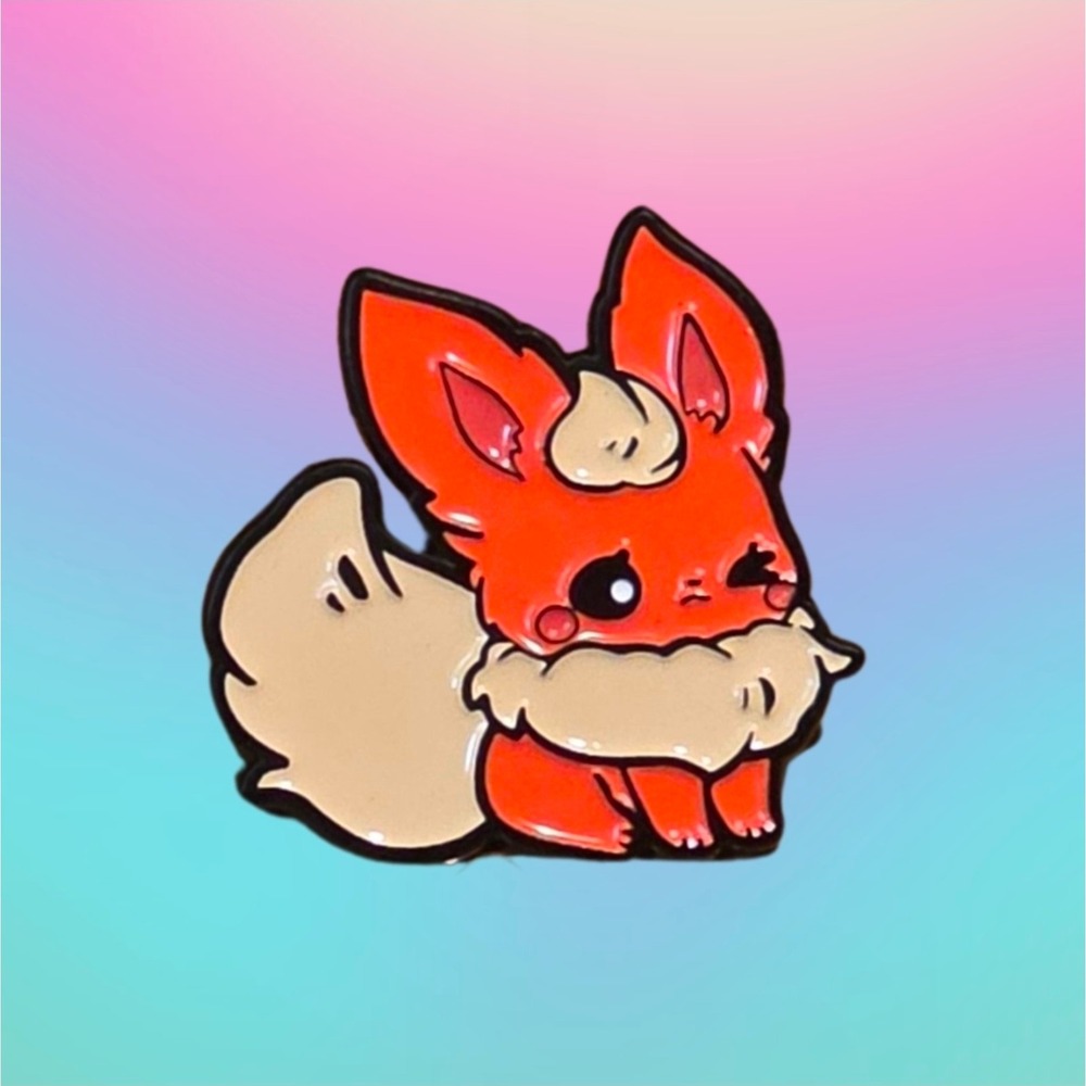 Pokémon FLAREON Eevee Evolutions Chibi Enamel Pin Set – Collector's Charm